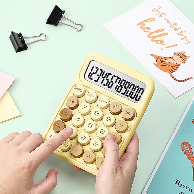 Mr. Pen- Mechanical Switch Calculator, 12 Digit Large LCD Display, Beach Sand with Big Buttons, Mechanical Switch Calculator for Home, School, Office
