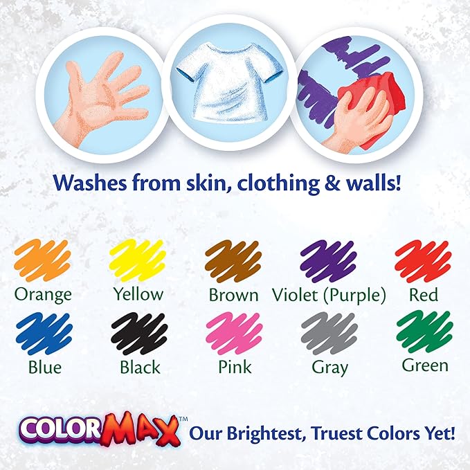Crayola Ultra Clean Washable Markers - 12 Pack (10ct), Bulk Fine Line Markers for Classrooms, Kids, Nontoxic