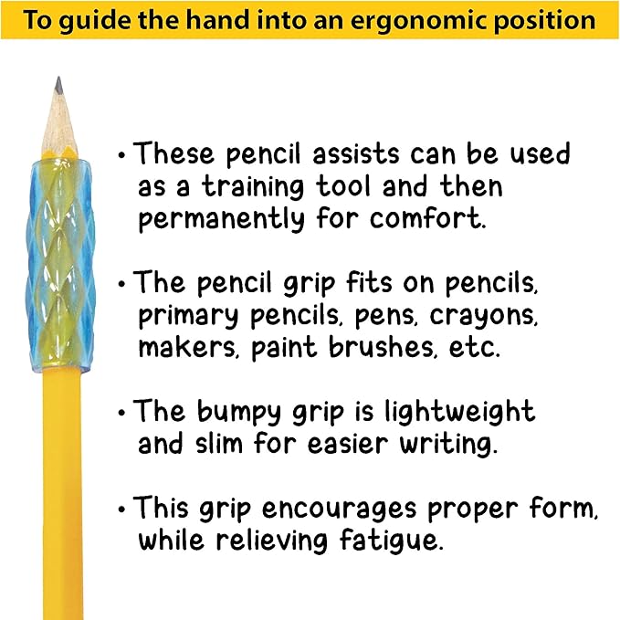 BAZIC PRODUCTS Pencil Grips, Assorted Colors, 8-Count