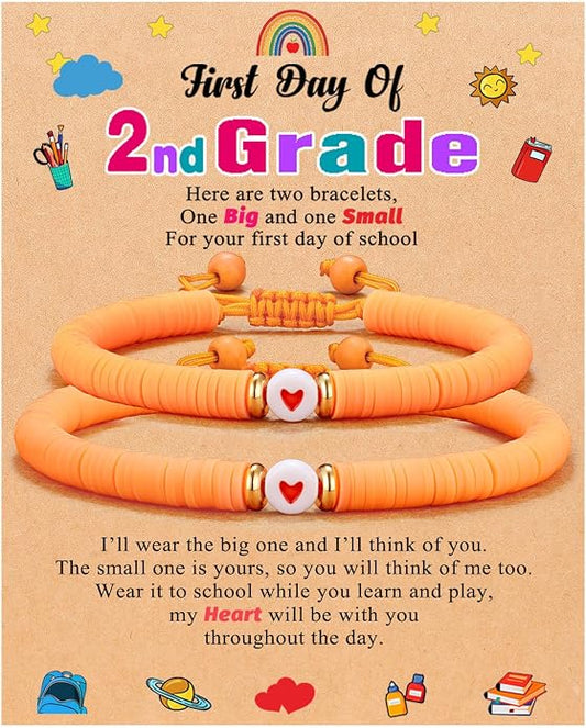 UPROMI First Day of Preschool/Kindergarten/1st Grade/2nd Grade/School Gift, Back to School Bracelet Mommy and Me Dad and Son