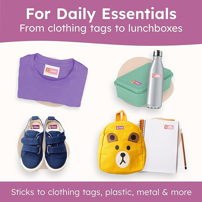 Personalized Name Labels for Kids (210 Labels) - Durable & Waterproof Custom Name Stickers for Clothing Tags, School Supplies, Camp & Daycare - Paws (1.2”x0.5”)