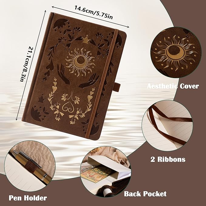 MGGAO Lined Journal Notebook for Women Men, Journals for Writing, A5 Aesthetic College Ruled Notebook for Work, Travel, School,318 Numbered Pages, 5.8”x8.4”