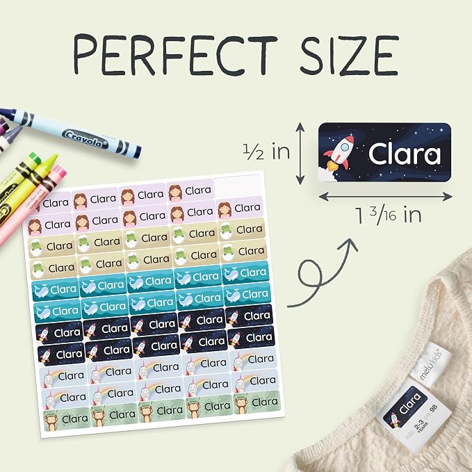 Personalized Name Labels for Kids (140), Custom Daycare Labels - Waterproof Name Stickers for Clothing, Bottles and Other School Supplies (1.2” x 0.5”) - Nature