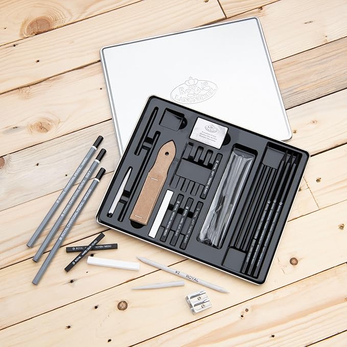 Essentials(TM) Medium Charcoal Art Set W/Tin