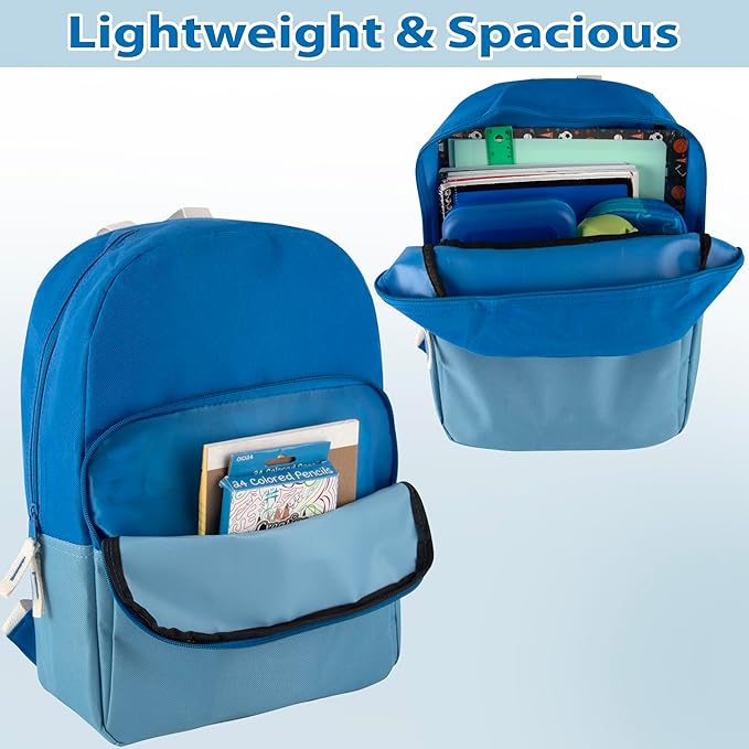 Trail maker 15 Inch Backpack for Kids, Preschool, Elementary & Middle School Students – Spacious Bookbag with Large Front Pocket, Adjustable Straps, Fits up to 13 Inch Laptop (Blue)