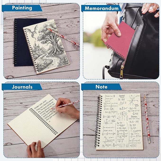 Epakh 6 Pack Spiral Notebook Bulk, Back to School Hardcover Spiral Journal Notebook 5.5 x 8.3 Inch, First Day of School Travel Writing Journal Notepad, 50 Sheets 100 Pages (Grid,Assorted Colors)