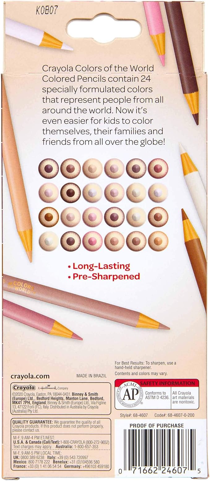 Crayola Colors of the World Bulk Colored Pencil Set - 6 Packs (24ct), Teacher Classroom Must Haves, Skin Tone Colored Pencils for Kids