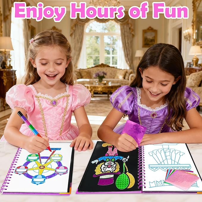 FUNNYB&G Mess-Free Foil Art Craft for Girls Ages 4-10, Kids Birthday Gift