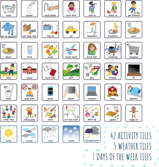 Today's Activities Daily Routine Visual Timetable Magnetic Tile Chart for Children