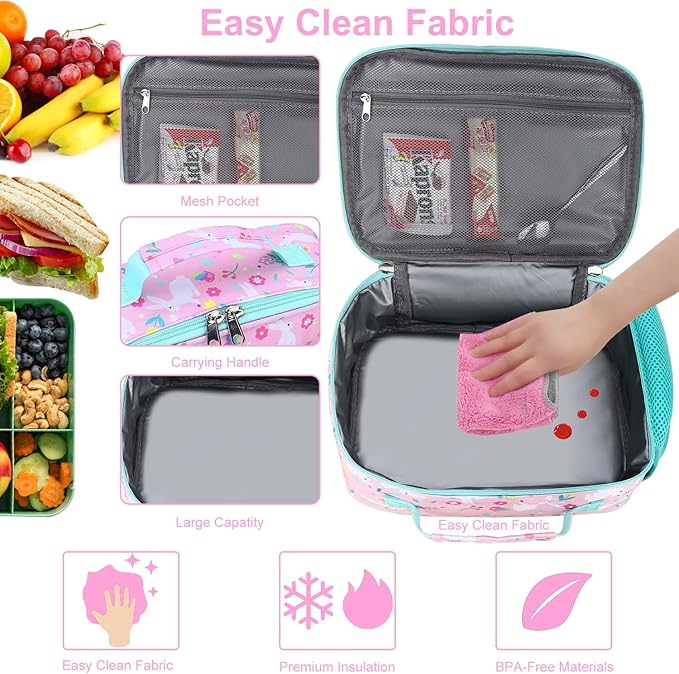RHCPFOVR Kids Lunch Bag - Insulated Lunch Box for Boys Girls,Washable Lunch Bag and Reusable Toddler Leak-proof Lunchbox for School and Daycare