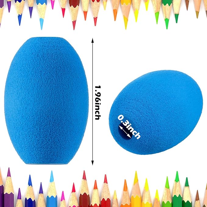 Outus 12 Pieces Egg Pencil Pen Grips Adults Egg Handwriting Grips Pen Stylus Foam Writing Aid Soft Cushioned Foam for Handwriting, Drawing Adults Right or Left Handed Use (Assorted Color)