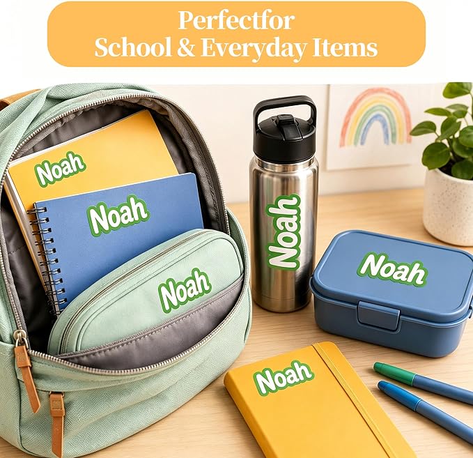 Custom Name Stickers, Personalized Waterproof Stickers, 8 Names Included | Customized Name Stickers, Waterproof and Dishwasher Safe Vinyl Lettering Labels for Tumblers, Laptops, School Items and More