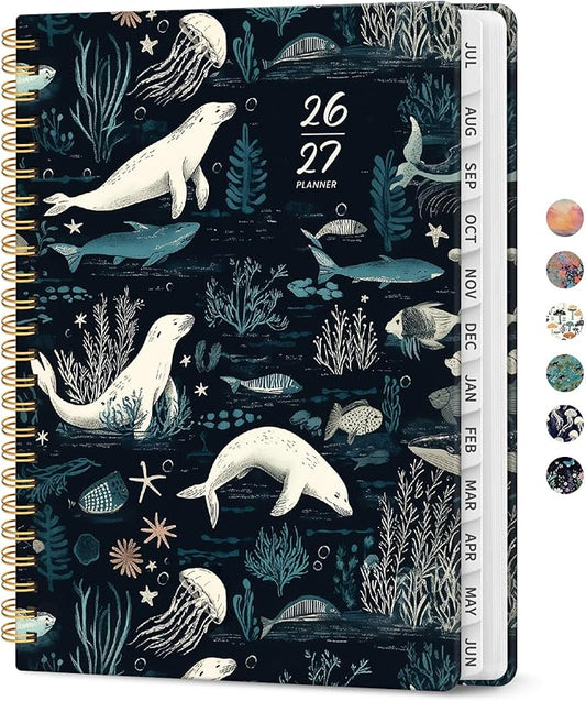 Planner 2026-2027, Academic Year Weekly and Monthly Calender Planner, from Jul 2026 - Jun 2027, Spiral Bound School Planning Book, Perfect for Teacher, Student, Women & Men, A4 (8.5" x 11"), Secret Sea
