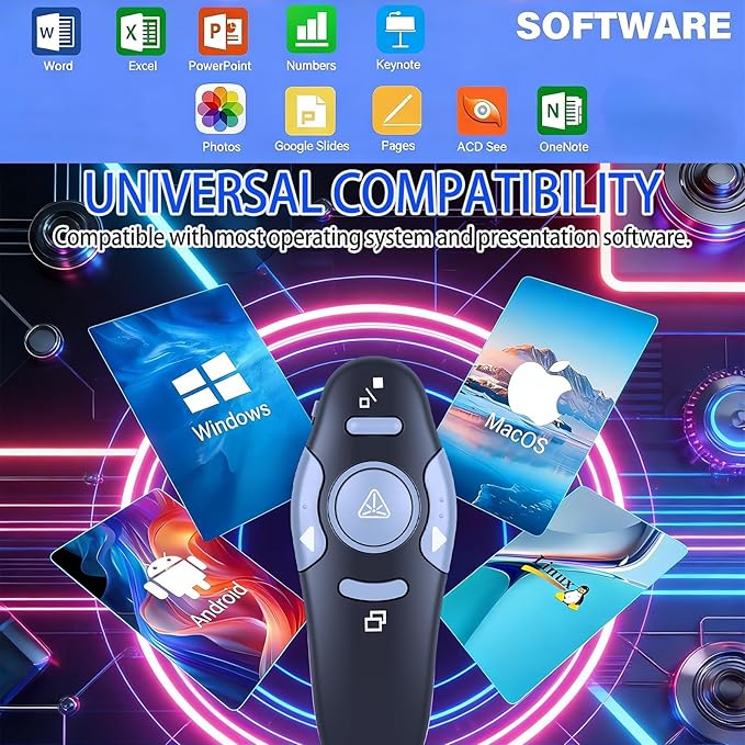 ZWP 2.4Ghz Wireless Presentation Clicker for PowerPoint Presentations, USB Dongle Presenter Remote with Slide Clickers for Mac/Windows/Linux, Computer/Laptop, Slide/PPT/Keynote