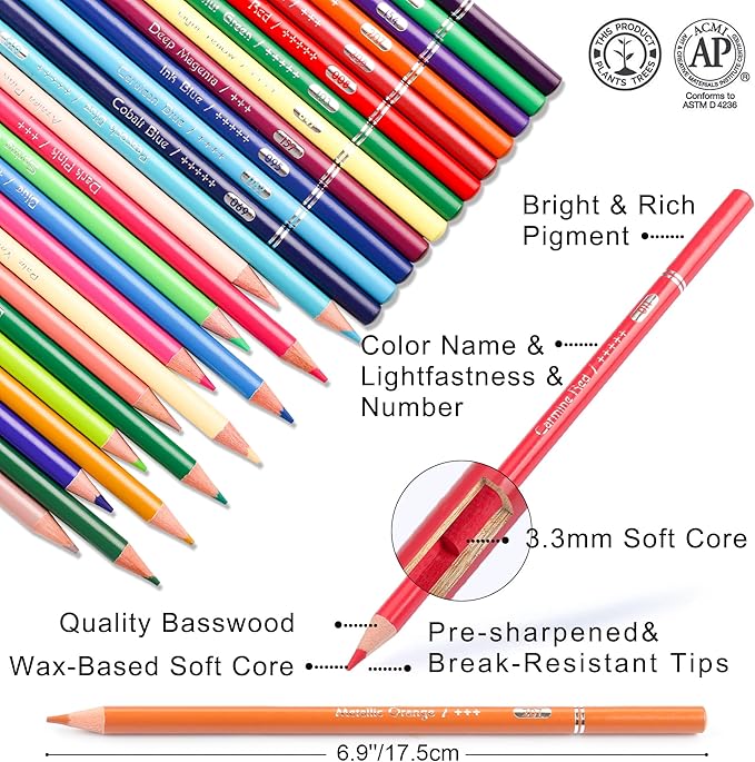 HIFORNY 80 Colored Pencils Set for Adults Coloring – 72 Colors Coloring Pencils with Extras,Artists Soft Core,Drawing Pencils Art Craft Supplies for Adults Beginners