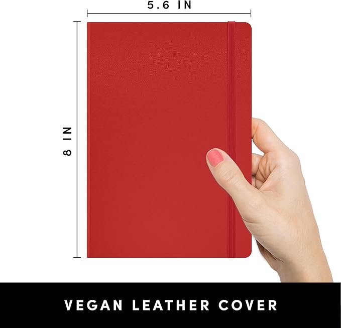 PAPERAGE Lined Journal Notebook, Hardcover Journal for Women & Men, 160 Pages, (5.6 in x 8 in), College Ruled Journaling Notebook for Work, School Supplies & Note Taking, (Red)