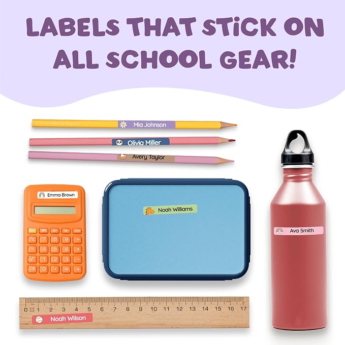 TagBuddy® Personalized Name Labels for Kids Pencils [80pcs] – Waterproof Custom Stickers for School & Daycare – Pencil Name Stickers – Stick On Name Labels for Children Pens (1.8”x0.3”)