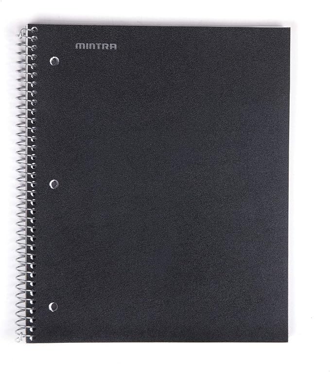 Mintra Office Durable Spiral Notebooks, 1 Subject, (Black, Blue, Red, College Ruled 3 Pack), 100 Sheets, Poly Pocket, Moisture Resistant Cover, Strong Chipboard back, For School, Office, Business