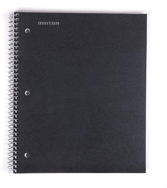 Mintra Office Durable Spiral Notebooks, 1 Subject, (Black, 4x4 Graph 1pk), 100 Sheets, Poly Pocket, Moisture Resistant Cover, School, Office, Business, Professional