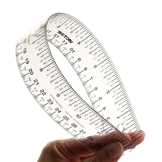 12 Inch Easy Read Ruler, Clear Flexible, Bendable, Shatterproof, Ruler