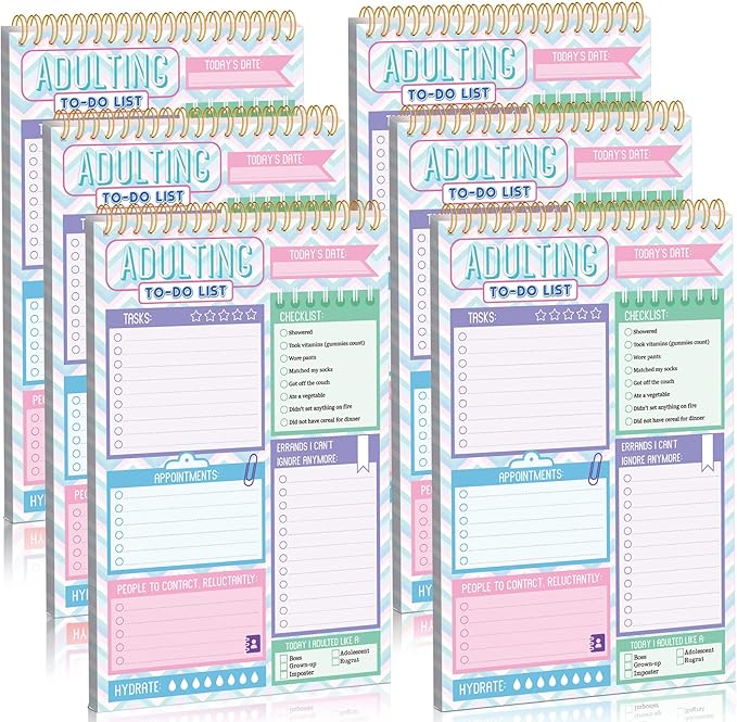 Glenmal 6 Pack to Do List Notepad Undated to Do List Notebook Daily Planner Notepad 180 Sheets for Adult Student Office School Home Supplies 7.8 x 5.2 Inch(Light,Light Color)