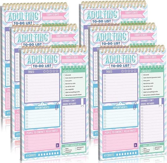 Glenmal 6 Pack to Do List Notepad Undated to Do List Notebook Daily Planner Notepad 180 Sheets for Adult Student Office School Home Supplies 7.8 x 5.2 Inch(Light,Light Color)