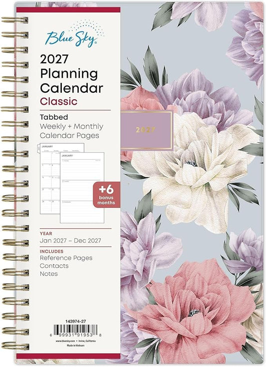 Blue Sky 2027 Weekly and Monthly Planner Calendar, January 2027 - December 2027, 5" x 8", Flexible Frosted Cover, Laminated Tabs, Durable Twin Wire Binding, Tula