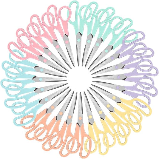 Scissors Set of 24-Pack, 8" Scissors All Purpose Comfort-Grip Handles, Sharp Scissor for Office Home School Craft Sewing Fabric Supplies, High/Middle School Student Teacher, Right/Left Hand