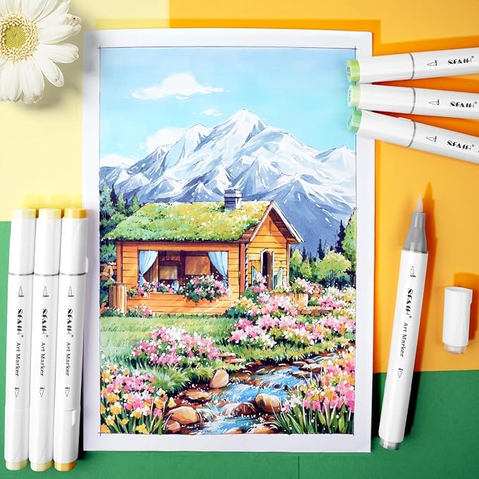 SFAIH Alcohol Markers Brush & Chisel Tip, Professional 216 Colors Set