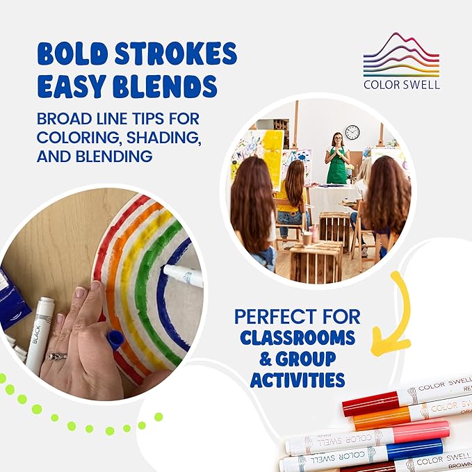 Color Swell Washable Bulk Markers 72 Packs 8 Count Vibrant Colors 576 Total Markers Bulk Perfect for Teachers, Kids and Classrooms