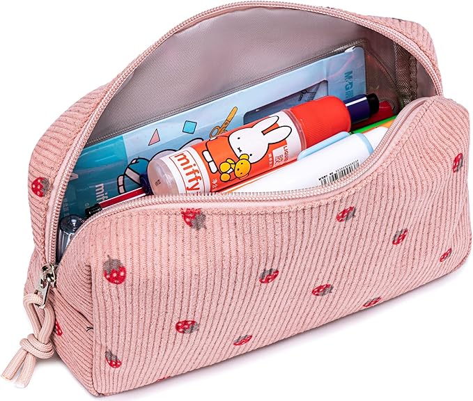 LEDAOU Cute Pencil Case for Kids Girls Pink Pencil Pouch Kawaii Pen Pencil Box Bag Holder for School Students