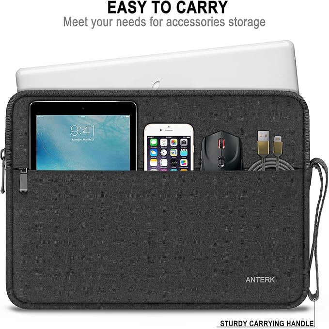 Laptop Sleeve 14 Inch, Water Resistant Traveling Computer Cover with Handle, Shockproof Protective Carrying Laptop Case Compatible for 14 Inch MacBook Air/Pro, HP, Dell, Asus, Lenovo, Black