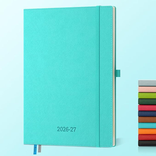 Weekly Monthly 2026-2027 Planner (July 26-Dec 27),11.5"x8.5",18 Months Agenda Plan with Month Tabs & Pocket,Expenses/Note Pages, Academic Calendar with Vegan Leather Cover,Light Blue