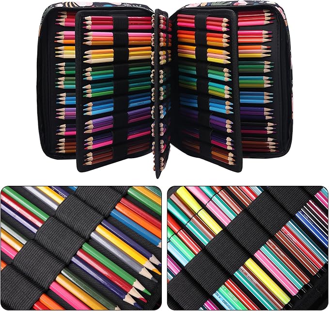 Coloring Pencil Case 220 Slots Pencils/Gel Pens Organizer Waterproof Travel Case Zipper Carrying Portable Pencil Markers Pen Holder Bag for Painter Writers