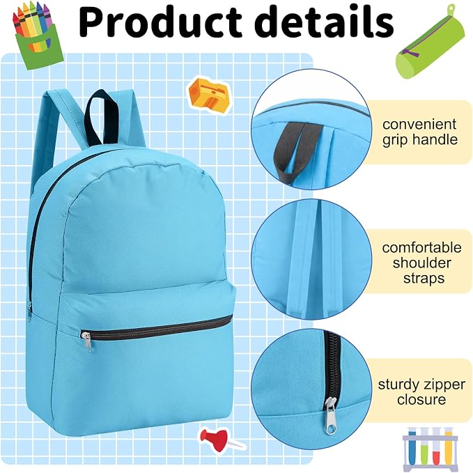 Silkfly 12 Pcs 17" Backpacks with 144 Pcs School Supplies Kits Includes Markers Scissors Rulers Sharpeners Ballpoint Pens Erasers Pencil Cases Pencils for Elementary Middle High School
