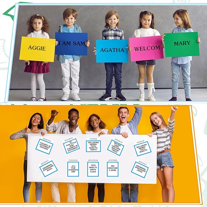 PerKoop 36 Sheets Science Fair Board Poster Boards Supplies 24 Self Adhesive Presentation Subtitles 4 Science Fair Project Titles 8 Personalized Letter Sticker for Classroom(Blue)