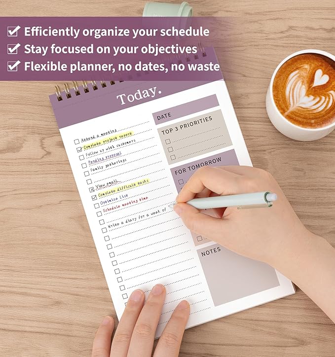 104 Pgs To Do List Notepad, 52 Undated Sheets Duplex-printed Daily Planner For Work Home School Office Desk Accessories Supplies & Goal Setting Tasks -Purple
