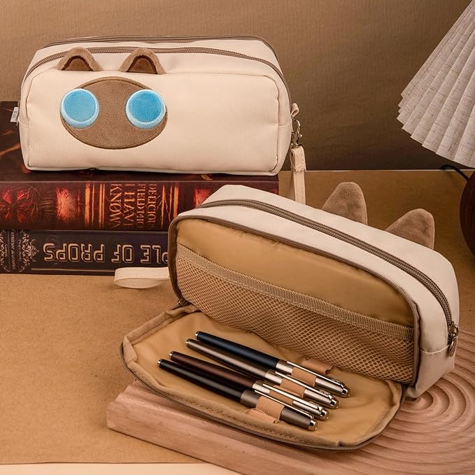 Hongdian Large Capacity Pencil Case, 3D Cat Pen Bags Pencil Pouch Organizer for Office College School