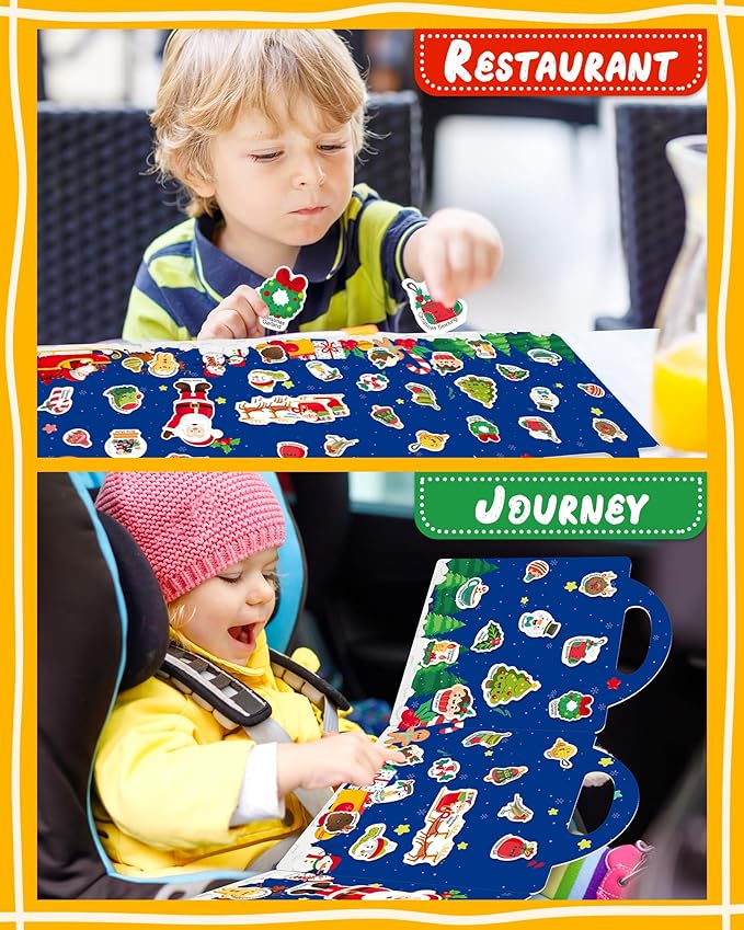 Benresive Reusable Sticker Book for Toddlers, Travel Stickers for Kids, Toddler Crafts Activities Toys, Birthday Gifts for Boys & Girls - Christmas