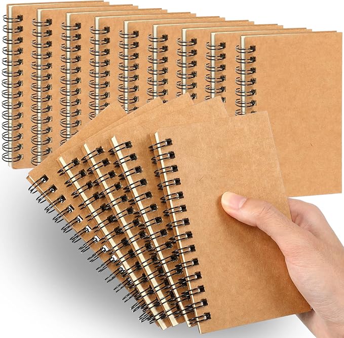 Jutom 18 Pcs Small Spiral Notebooks Memo Pads 3x5 Bulk Small Pocket Notebooks Mini Notepads with Lined Pages Mini Journals for Office School Work Supplies, 120 Pages (Kraft Color)