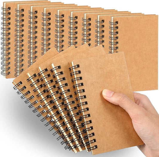 Jutom 18 Pcs Small Spiral Notebooks Memo Pads 3x5 Bulk Small Pocket Notebooks Mini Notepads with Lined Pages Mini Journals for Office School Work Supplies, 120 Pages (Kraft Color)