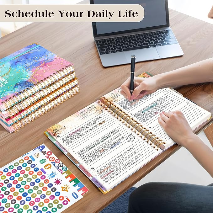 Planner 2025-2027, 21 Months Weekly and Monthly Daily Planner from October 2025 - June 2027, 8.5" x 11" A4 Large Hardcover Agenda Organizer Book 2026 with Tabs, Spiral Yearly Calendar Planners for School Work Home, Pink Blue Marble
