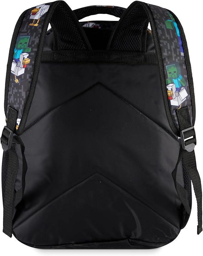 AI ACCESSORY INNOVATIONS Minecraft Chicken Jockey Boys & Girls Backpack, 16” Bookbag w/Molded Chicken Rubber Dangle