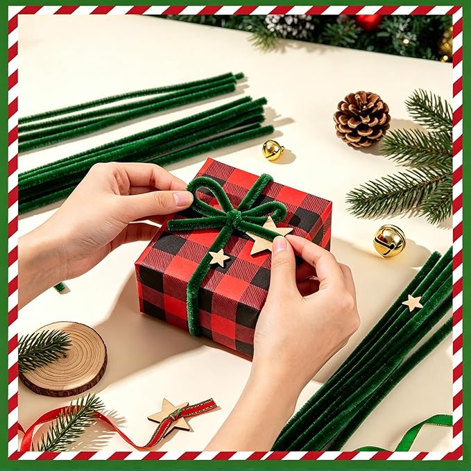 VZF Green Pipe Cleaners,200pcs Chenille Stems,Craft Pipe Cleaners,Green Chenille Stems,Set of Bulk Craft Supplies for DIY Flowers,Arts,Crafts,Decorations,Toys for Ages 5-7