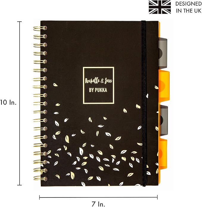 Pukka Pad 5 Subject Spiral Notebook 3-Pack - 200 Pages, 100 Sheets of 80GSM Paper with Repositionable Dividers & Perforated Edges for Office Planning & Organization - B5-7 X 10, Rochelle & Jess