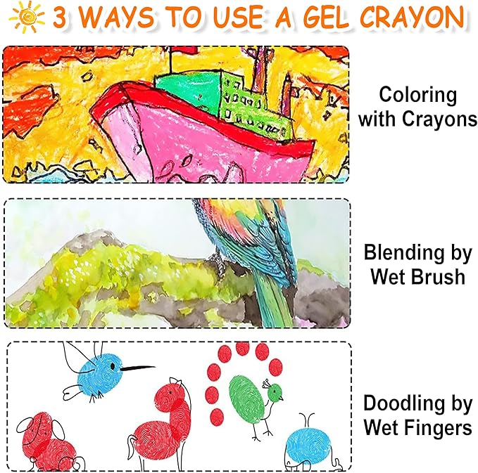 Shuttle Art 24 Colors Gel Crayons for Toddlers, Non-Toxic Crayons Set for Kids Children Coloring, Crayon-Pastel-Watercolor Effect, Ideal for Paper (Pack of 2)