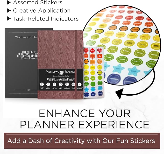 Wordsworth & Black A5 Undated Weekly, Monthly Planner, A5 Paper, Brown
