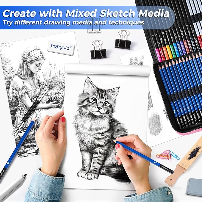 133 Pack Art Supplies Sketching Kit with Sketch Book, Coloring Book, Watercolor Pad, Black Paper Pad, Tutorial, Graphite Colored Charcoal Watercolor & Metallic Pencils for Artists Beginners Adults