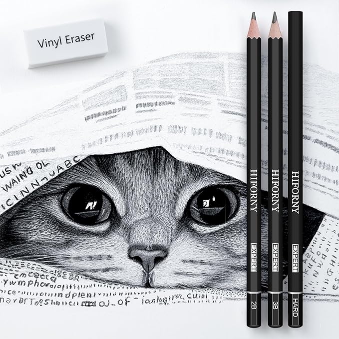 HIFORNY 36 PCS Sketching Drawing Pencil Set,Sketch Pencils Art Supplies with Graphite,Charcoal,Blending Tools,Accessories,Drawing Kit for Adults Artists in Canvas Roll Up Case