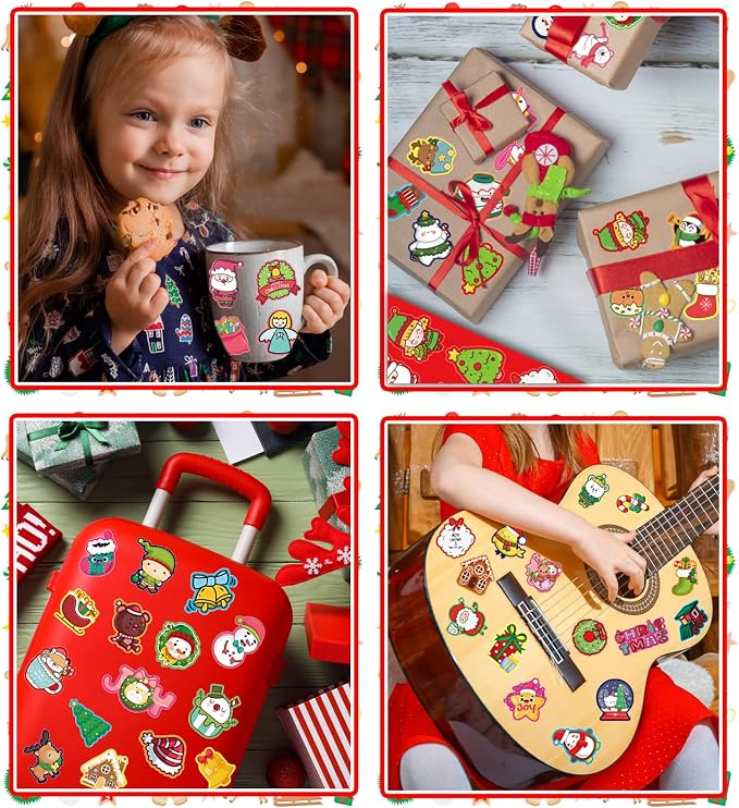 Christmas Stickers, Stocking Stuffers for Kids, 40 Sheets with 400 Stickers | Christmas Stickers for Kids, Christmas Crafts for Grandkids, Xmas Games Party Favors Supplies Gifts for Kids Ages 3 4 5 6 7 8